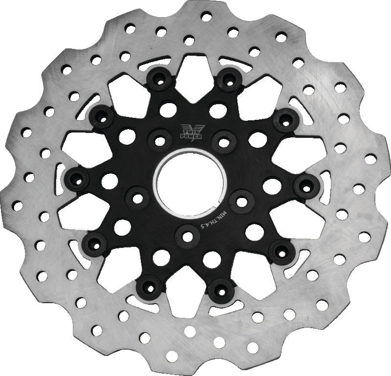 Twin Power 84-17 BT Exc 11.8 and Lug Mount 84-13 XL Front 11.5 Scalloped Floating Rotor Black Mesh Brake Rotors - OE TwinPower