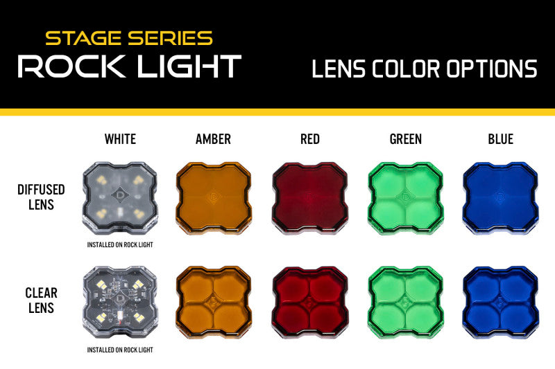 Diode Dynamics Stage Series Rock Lights - Green Clear Lens Light Accessories and Wiring Diode Dynamics