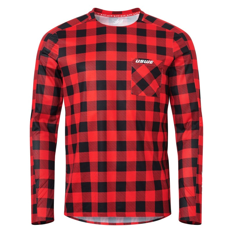USWE Flannel Long Sleeve Lightweight Off-Road Jersey Flame Red - Small Shirts USWE