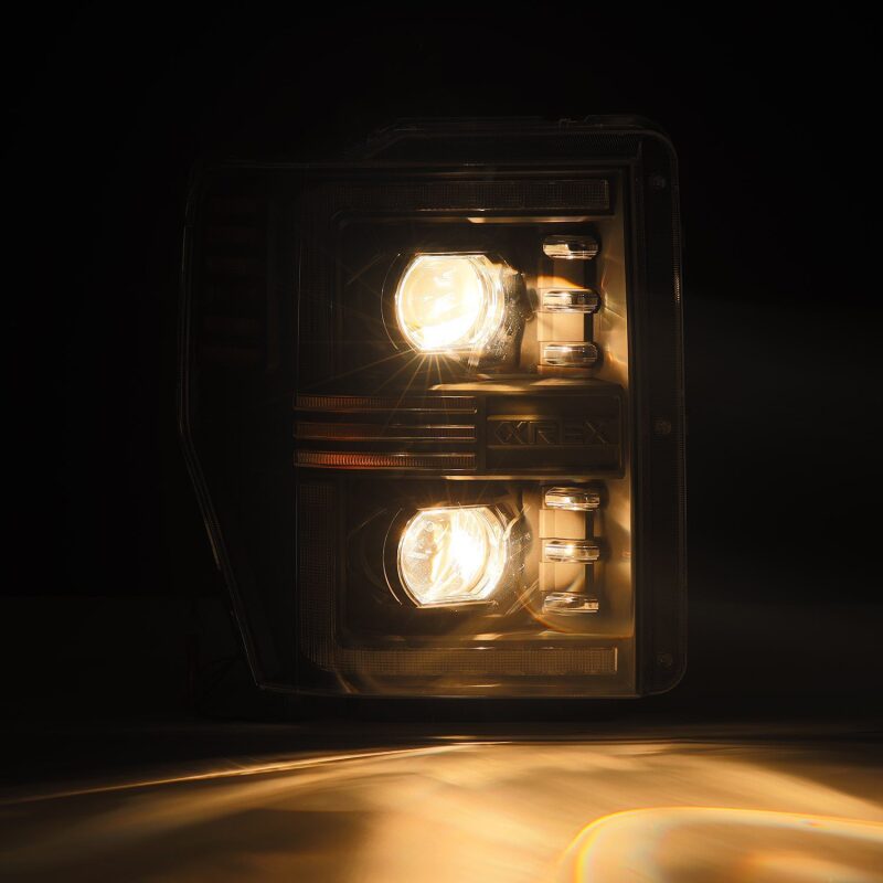 AlphaRex 08-10 Ford F250-550 PRO-Series Projector headlights Alpha-Black w/Activ Light/Seq Signal Headlights AlphaRex