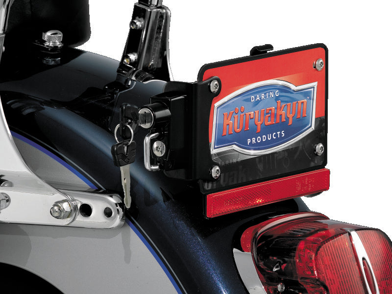 Kuryakyn License Plate Helmet Lock With Mount Black Air Filters - Direct Fit Kuryakyn