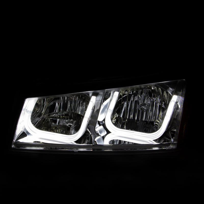 ANZO 2003-2006 Chevrolet Silverado 1500 Projector Headlights w/ U-Bar Chrome Headlights ANZO