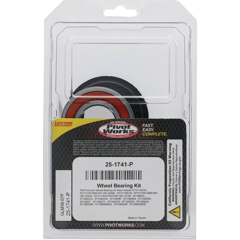 Pivot Works Kubota Wheel Bearing Kit Premium Bearings Control Arms Pivot Works