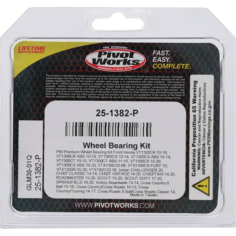 Pivot Works Honda, Indian, Kawasaki, Suzuki, Victory Wheel Bearing Kit Premium Bearings Control Arms Pivot Works