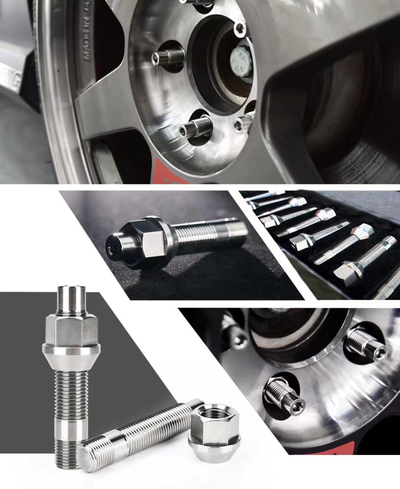 Wheel Mate Titanium Wheel Stud Conversion (Raw Ti) - M14x1.25 to M14x1.5 - 74mm - 60deg Lug Nut Wheel Studs Wheel Mate