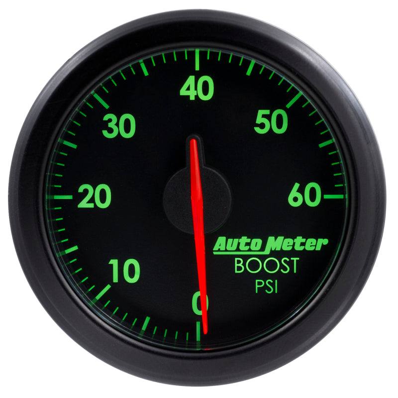 Autometer Airdrive 2-1/6in Boost Gauge 0-60 PSI - Black Gauges AutoMeter