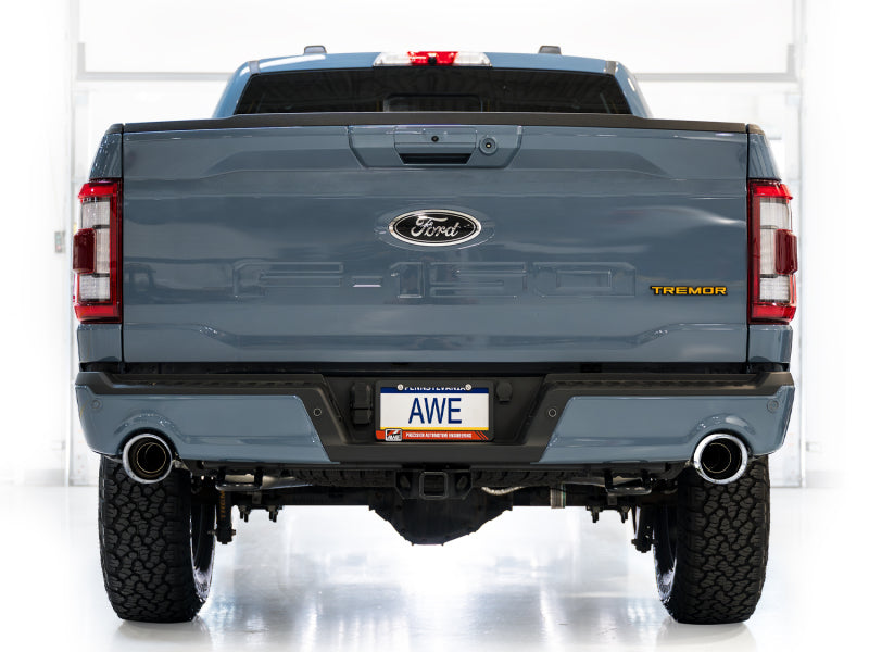 AWE Tuning 2021+ Ford F150 Tremor w/ Bumper Cutouts 0FG Non-Resonated Cat-Back w/ Chrome Silver Tips Catback AWE Tuning