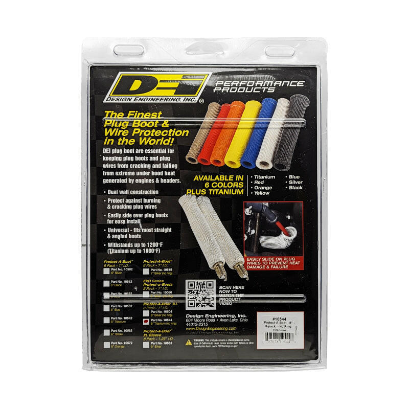 DEI Protect-A-Boot - 8in - 8-pack - No Ring - Titanium Thermal Sleeves DEI