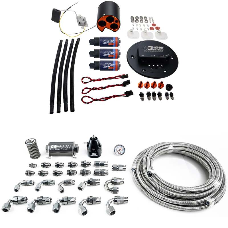 DeatschWerks 98-04 Ford Mustang X3 Module with DW430C Pump and Plumbing Kit Fuel Pumps DeatschWerks