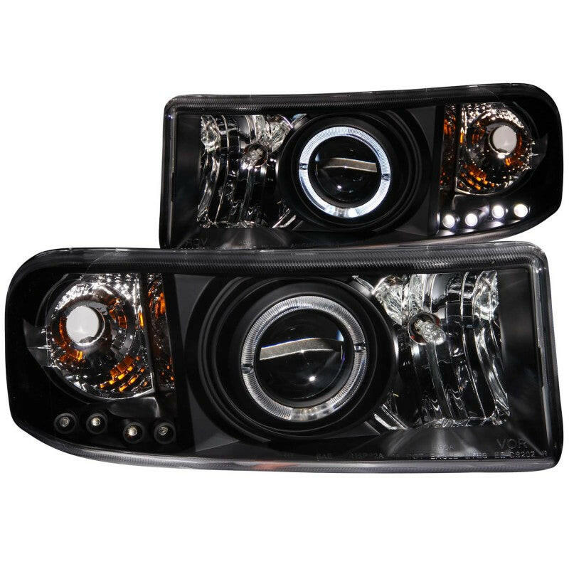 ANZO 1994-2001 Dodge Ram Projector Headlights w/ Halo Black Headlights ANZO