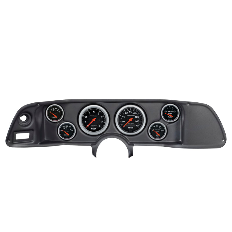 Autometer Sport-Comp 70-78 Camaro Dash Kit 6pc Tach / MPH / Fuel / Oil / WTMP / Volt Gauges AutoMeter