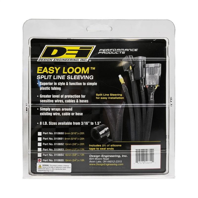 DEI Split Wire Sleeve Easy Loom 19mm-3/4in x 10 Black Thermal Sleeves DEI