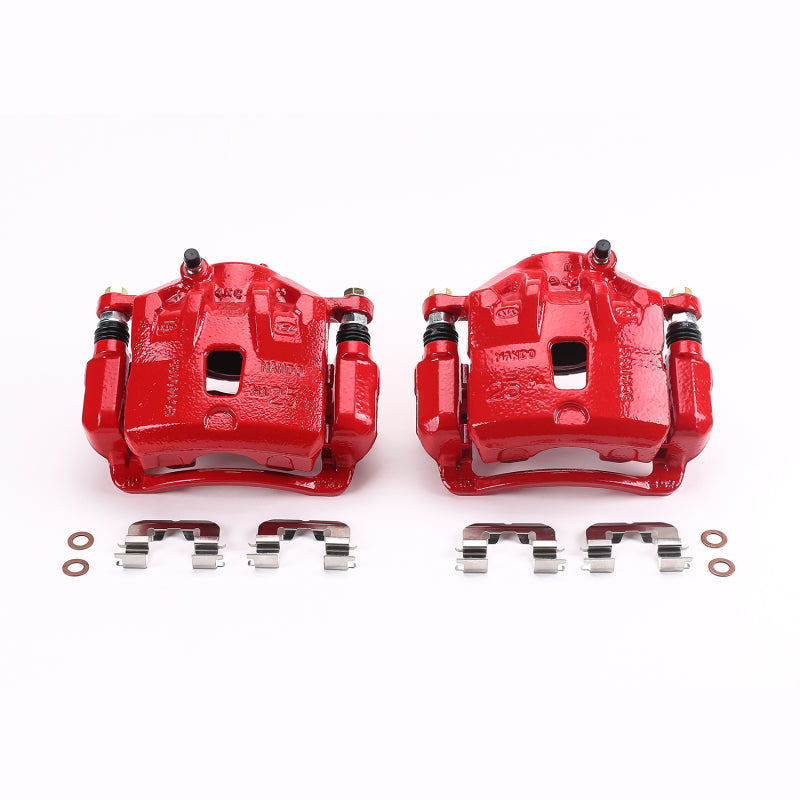Power Stop 13-16 Hyundai Elantra Front Red Calipers w/Brackets - Pair Brake Calipers - Perf PowerStop