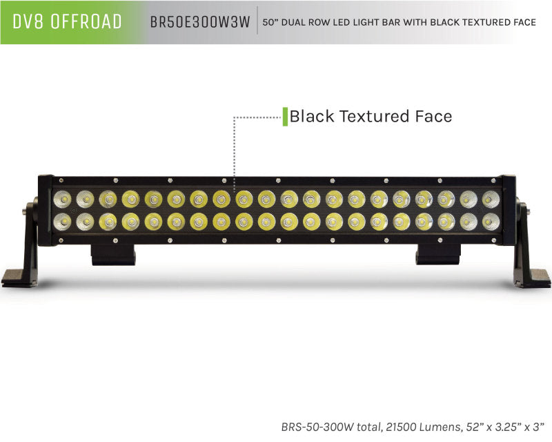 DV8 Offroad BRS Pro Series 50in Light Bar 300W Flood/Spot 3W LED - Black Light Bars & Cubes DV8 Offroad