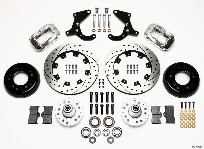 Wilwood Forged Dynalite Front Kit 12.19in Drilled Polished 55-57 Chevy Big Brake Kits Wilwood