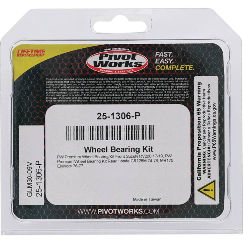 Pivot Works Honda, Suzuki Wheel Bearing Kit Premium Bearings Control Arms Pivot Works