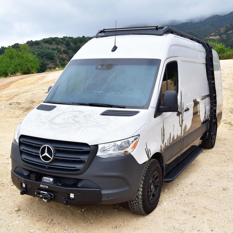 Westin 19-24 Mercedes-Benz Sprinter High Roof Mesa Side Ladder - Textured Black Roof Rack Westin