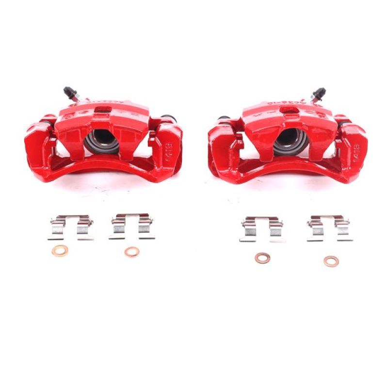 Power Stop 95-98 Subaru Impreza Rear Red Calipers w/Brackets - Pair Brake Calipers - Perf PowerStop