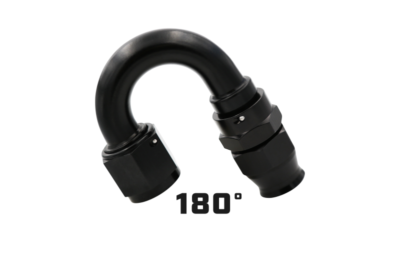 Aeromotive PTFE Hose End - AN-08 - 180 Deg - Black Anodized Fittings Aeromotive
