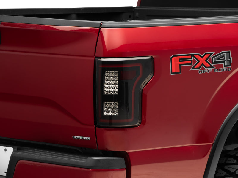 Raxiom 15-17 Ford F-150 w/Non-BLIS LED Tail Lights Sequential Turn Signals- Blk Hsng (Smoked Lens) Tail Lights Raxiom