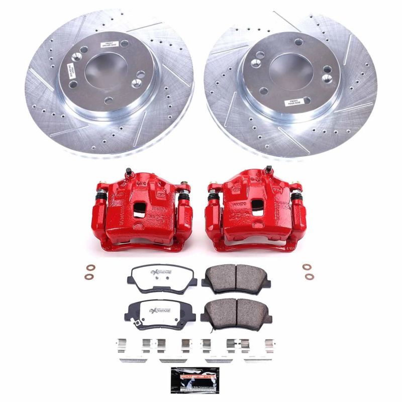 Power Stop 11-16 Hyundai Elantra Front Z26 Street Warrior Brake Kit w/Calipers Brake Kits - Performance D&S PowerStop