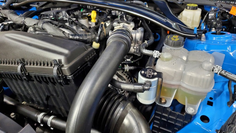 J&L 24-26 Ford Mustang EcoBoost Driver Side Oil Separator 3.0 - Clear Anodized Oil Separators J&L