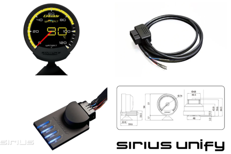 GReddy Sirius OBD Set (Water Unify) - 74mm Gauges GReddy