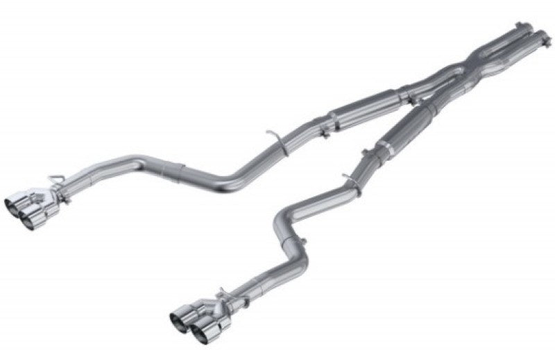 MBRP 15-16 Dodge Challenger RT 5.7L Aluminized Steel 3in Dual Rear Cat-back Quad Tips - Street Catback MBRP