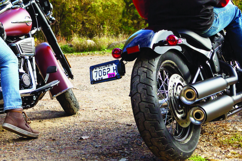 Kuryakyn Nova Side Mount License Plate Frame Gloss Black Bolts Kuryakyn