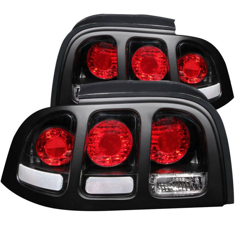 ANZO 1994-1998 Ford Mustang Taillights Black Tail Lights ANZO