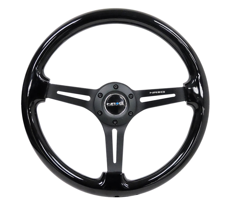 NRG Reinforced Steering Wheel (350mm / 3in. Deep) Blk Wood w/Blk Matte Spoke/Black Center Mark Steering Wheels NRG