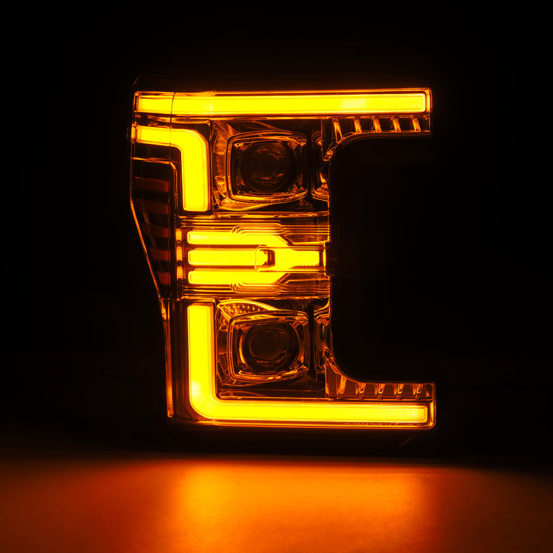 AlphaRex 17-19 Ford F-250/350/450/550 Super Duty LUXX-Series LED Proj Headlights Chrome w/SS & SBDRL Headlights AlphaRex