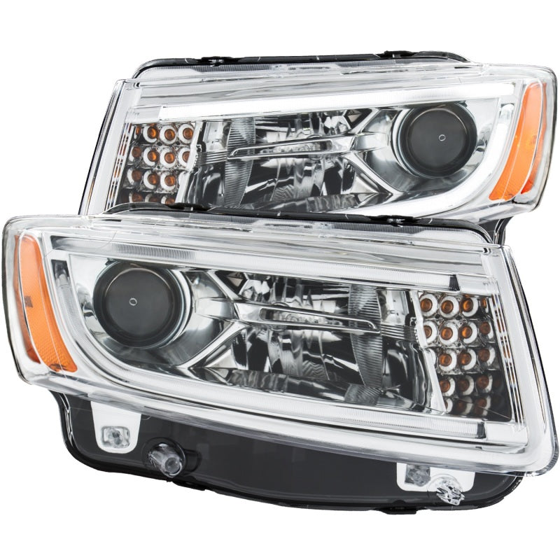 ANZO 2014-2015 Jeep Grand Cherokee Projector Headlights w/ Plank Style Design Chrome Headlights ANZO