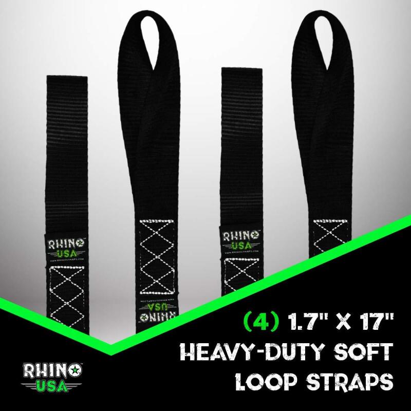 Rhino USA Soft Loops Motorcycle Tie-Down Set 4-Pack Blue Cargo Tie-Downs Rhino USA