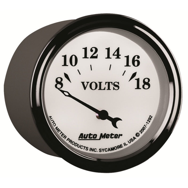 AutoMeter Gauge Voltmeter 2-1/16in. 18V Elec Old Tyme White II Gauges AutoMeter