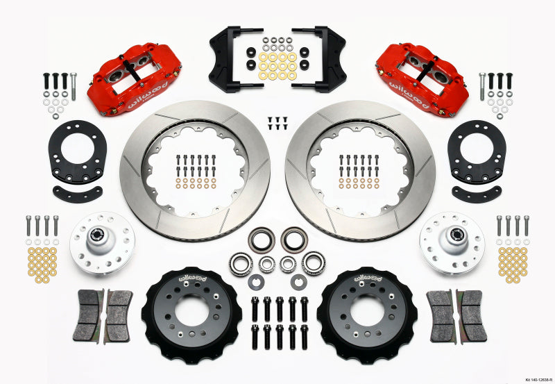 Wilwood Narrow Superlite 6R Front Hub Kit 14.00in Red 1965-1969 Mustang Drum Spindle Big Brake Kits Wilwood