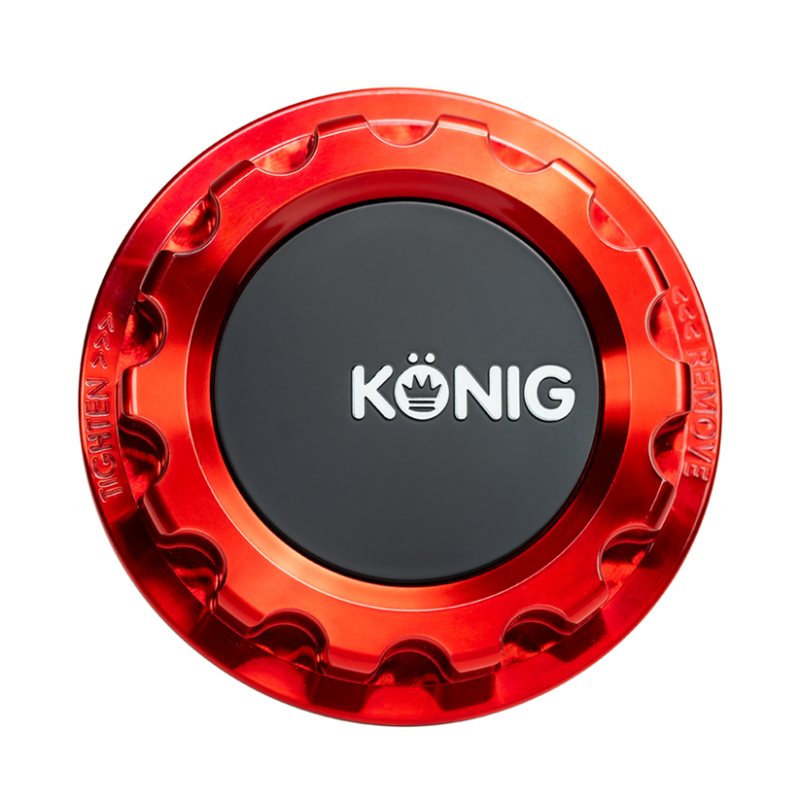 Konig MRK1 Anodized Red Gear Cap w/ Logo Wheel Center Caps Konig