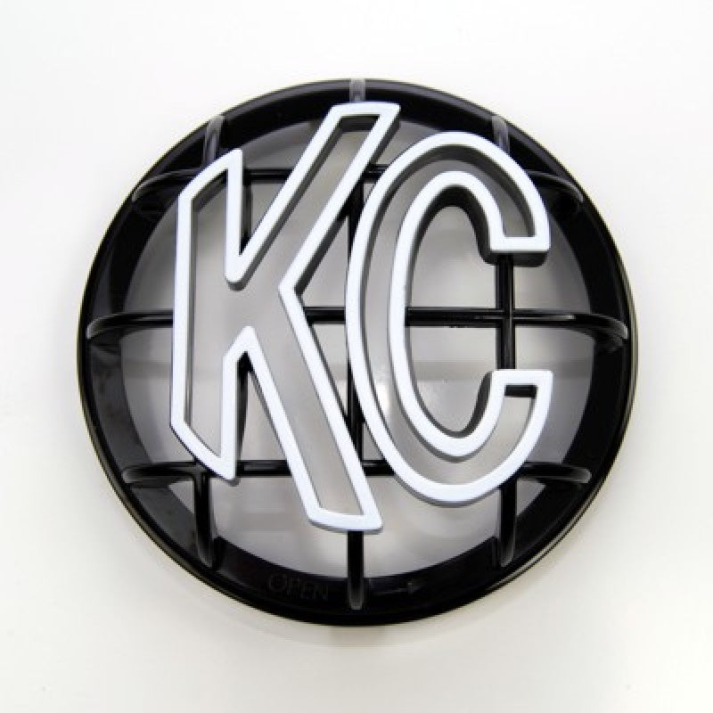 KC HiLiTES 5in. Round ABS Stone Guard for Apollo Lights (Single) - Black w/White KC Logo Light Covers and Guards KC HiLiTES