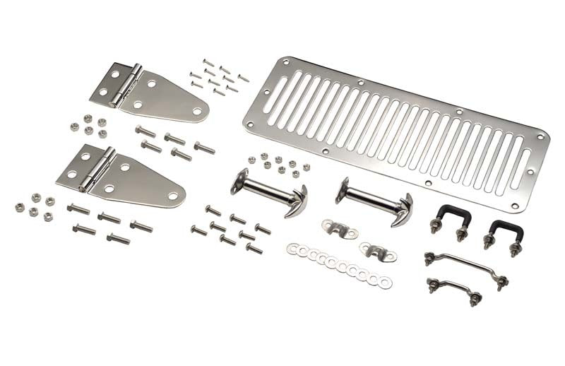 Kentrol 78-95 Jeep CJ/Wrangler YJ Hood Kit - Polished Silver Hoods Kentrol