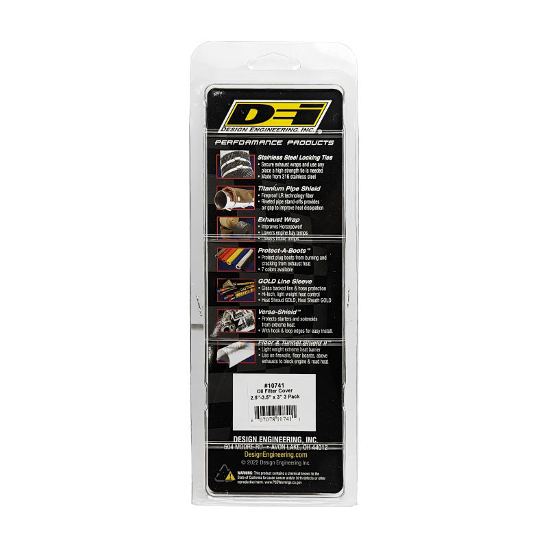 DEI Oil Filter Heat Shield 2.5in x 3.5in x 3in - 3 Pack Heat Shields DEI
