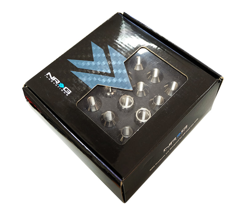 NRG 200 Series M12 X 1.5 Titanium Lug Nut Set - 21 Pc w/Lock Key Socket - Silver Lug Nuts NRG