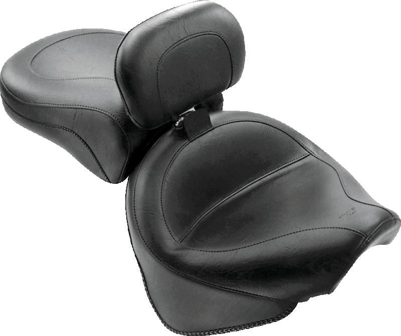 Mustang 99-11 Yamaha V-Star 1100 Custom Wide Touring 2PC Seat w/Driver Backrest - Black Two-Piece Motorcycle Seats Mustang Motorcycle