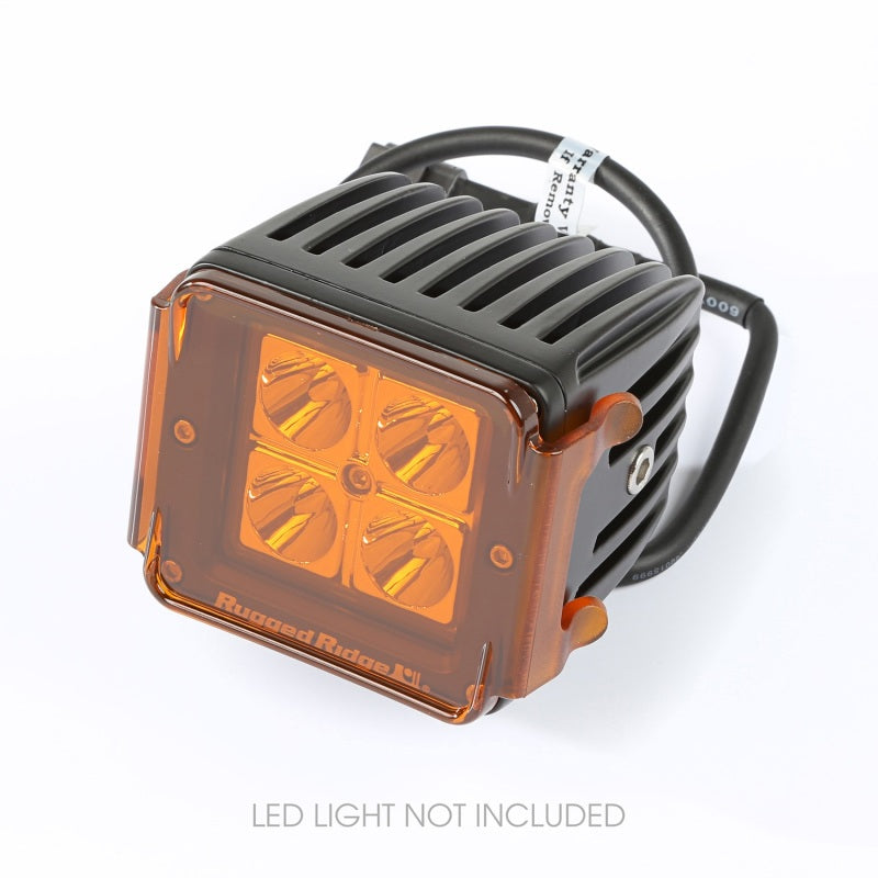 Rugged Ridge 3 Inch Square LED Light Cover Amber Light Bars & Cubes Rugged Ridge