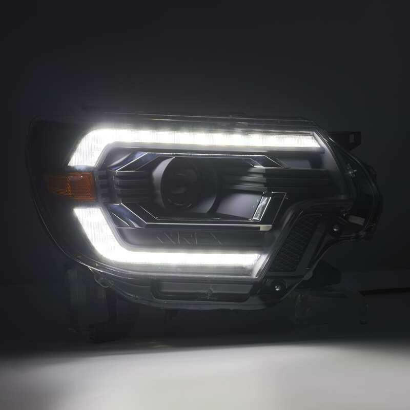 AlphaRex 12-15 Toyota Tacoma PRO-Series Projector Headlights Plank Style Alpha Black w/DRL Headlights AlphaRex