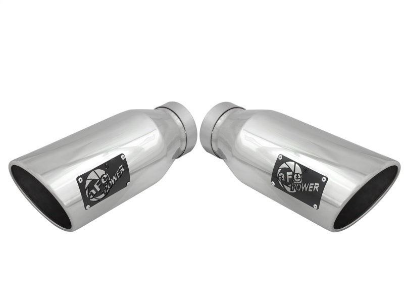 aFe MACH Force-XP 304 SS Single Wall Polished Exhaust Tip Pair 4in Inlet x 6in Outlet x 15in L Tips aFe