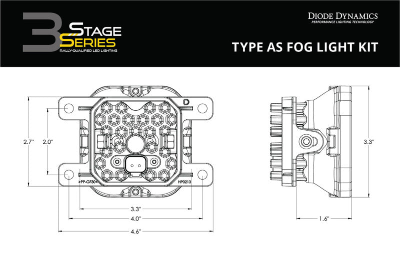 Diode Dynamics SS3 Sport Type AS Kit ABL - Yellow SAE Fog Light Accessories and Wiring Diode Dynamics
