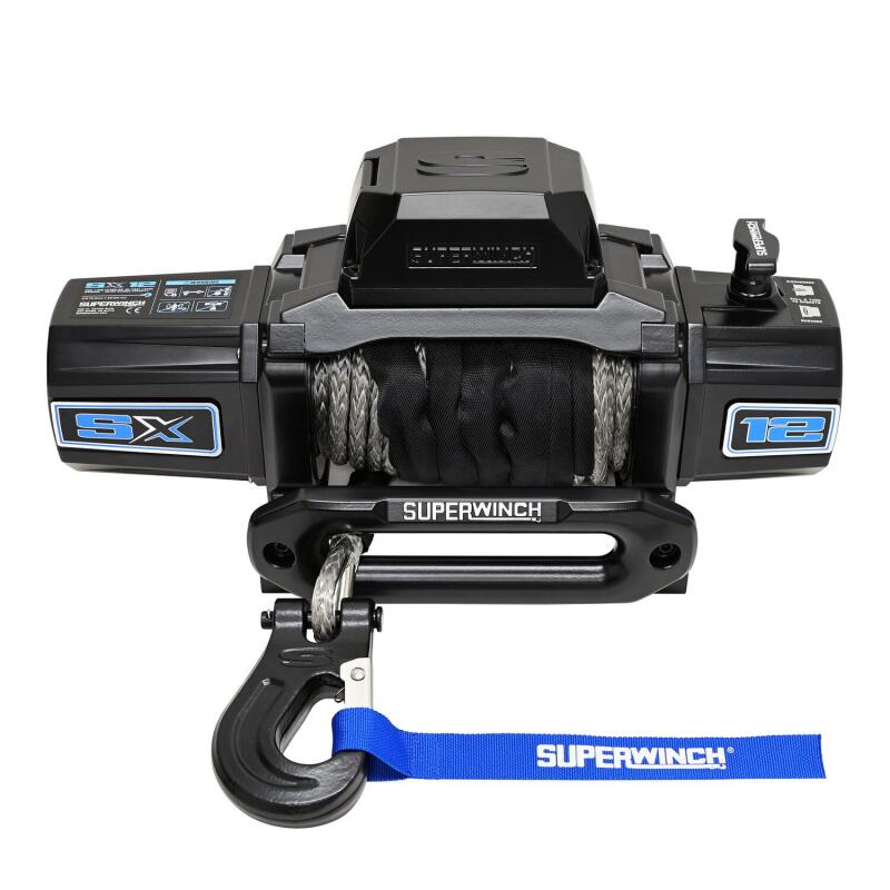 Superwinch 12000 LBS 12V DC 3/8in x 80ft Synthetic Rope SX12SR Winch - Semi Gloss Black Winches Superwinch