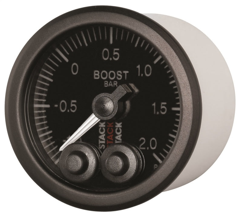 Autometer Stack 52mm -1 to +2 Bar (Incl T-Fitting) Pro-Control Boost Pressure Gauge - Black Gauges AutoMeter