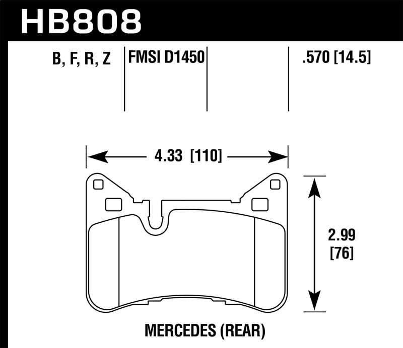 Hawk 2012-2015 Mercedes Benz C63 AMG Rear HPS 5.0 Brake Pads Brake Pads - Performance Hawk Performance