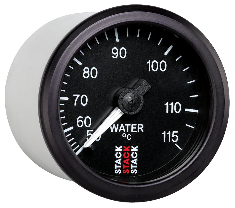 Autometer Stack Instruments 52mm 50-115 Celsius 3/8 BSPT (M) Mechanical Water Temp Gauge - Black Gauges AutoMeter